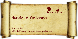 Munár Arianna névjegykártya